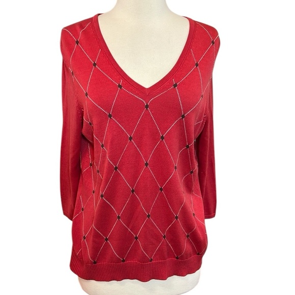 Brooks Brothers Red Argyle silk blend sweater Womens size Large - Picture 12 of 12